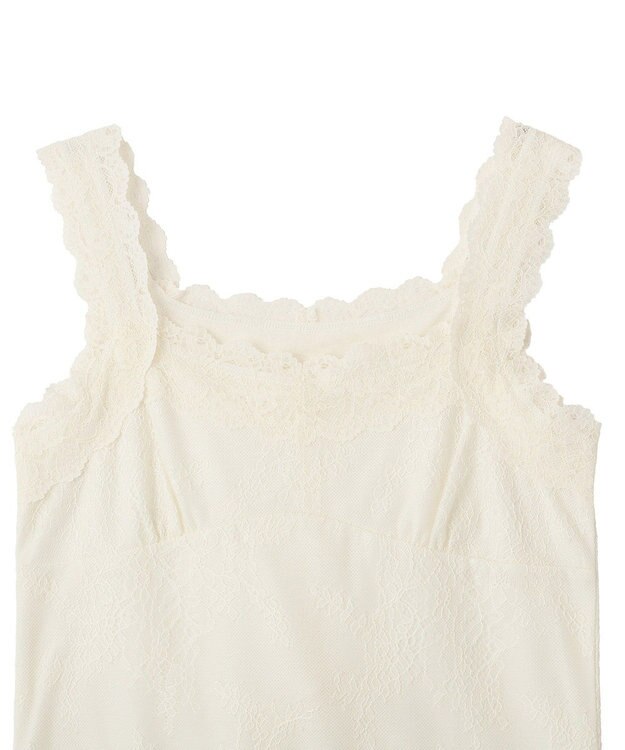 earth music&ecology 【2WAY/紐取り外し可能】総レースホルターネックキャミソール Off White