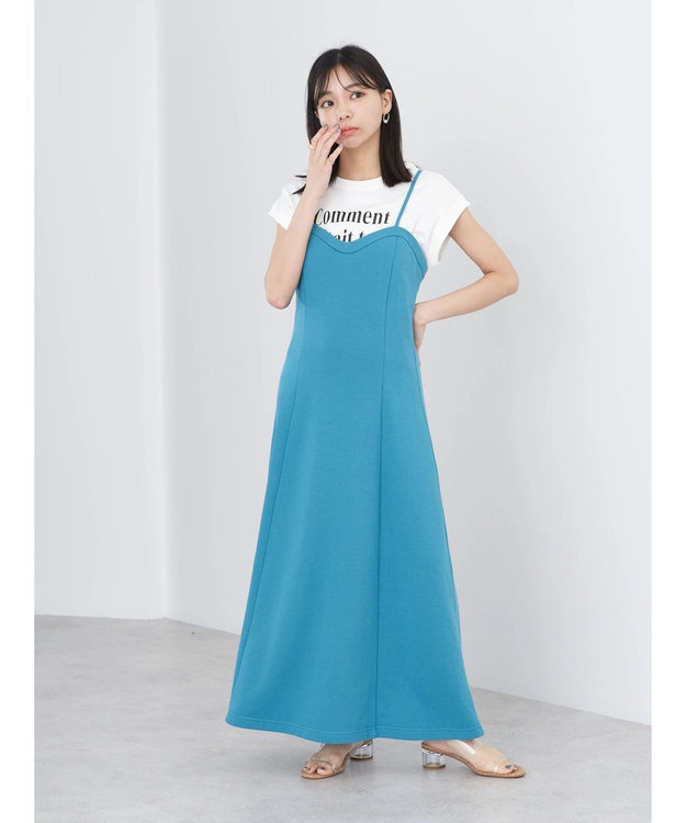 earth music&ecology スウェットキャミワンピース Blue Green