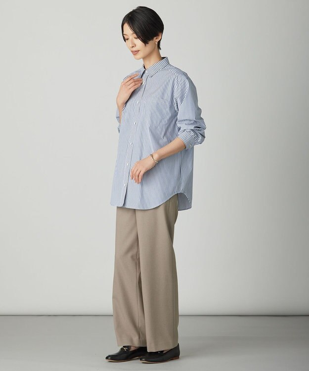 J.PRESS LADIES S エステネージュストライプ シャツ ブラウス ネイビーストライプ系