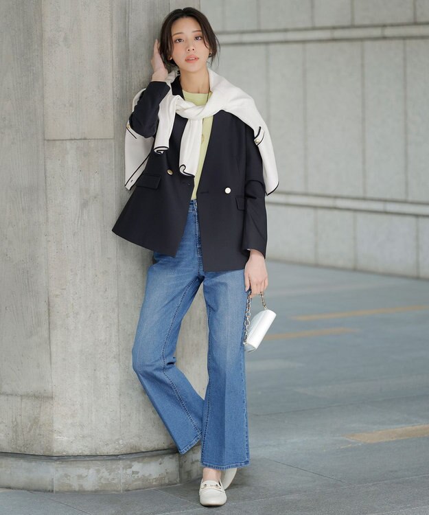 ANY SIS センタープレスセミフレア デニム インディゴ