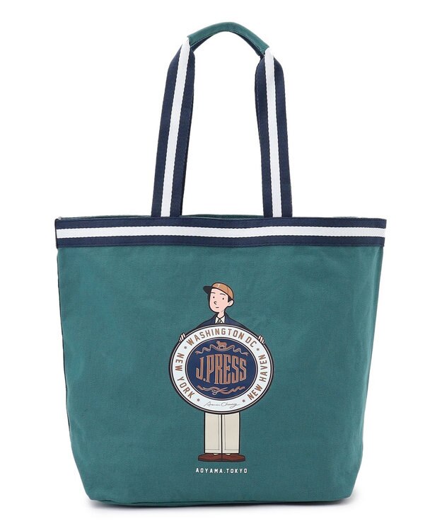 J.PRESS MEN 【AaronChang】【UNISEX】イラスト トートバック ダークグリーン系