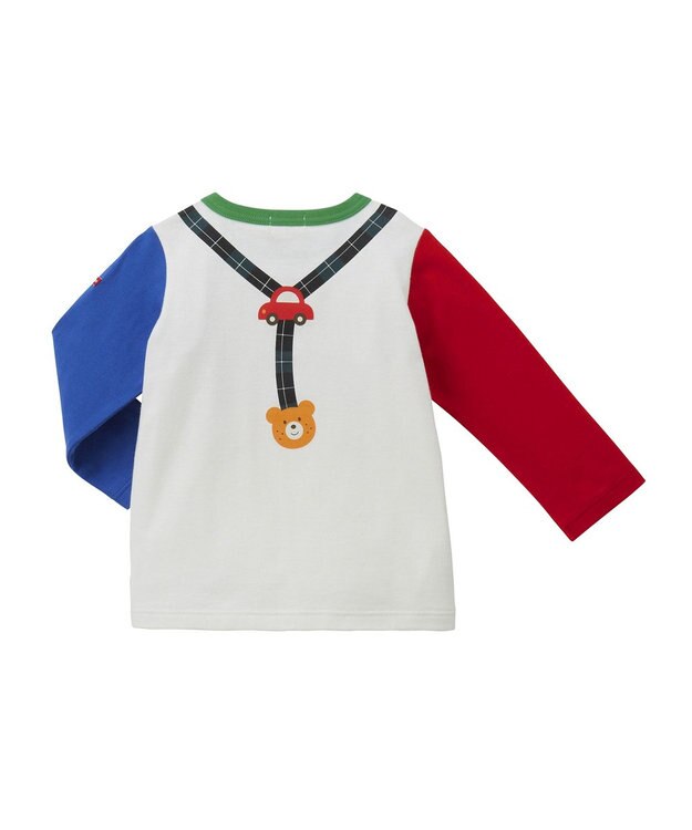 MIKI HOUSE HOT BISCUITS 【70-120cm】 サスペンダープリント長袖Ｔシャツ ブルー