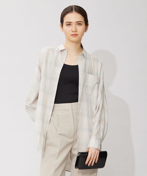 ICB 【洗える】シアーチェック シャツ トープ系