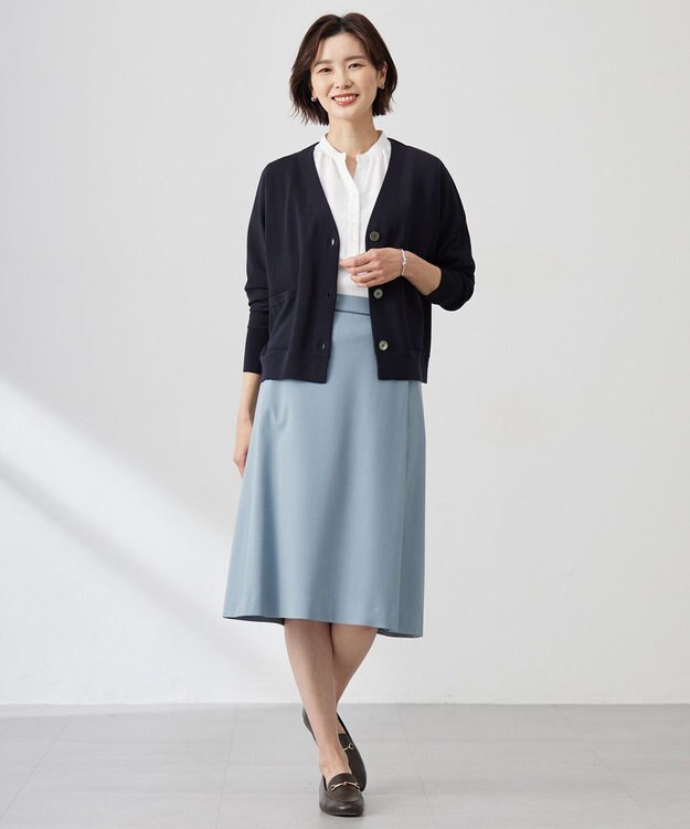 J.PRESS LADIES L 【洗える】CARREMAN 2WAY Aライン スカート スモーキーサックス系