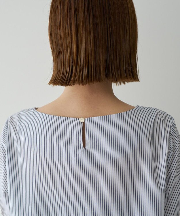 YECCA VECCA ストライプ柄レース切替ブラウス Off White