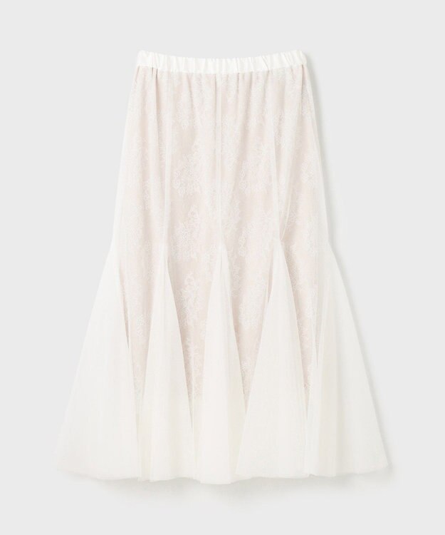 GRACE CONTINENTAL レースレイヤードチュールスカート ホワイト