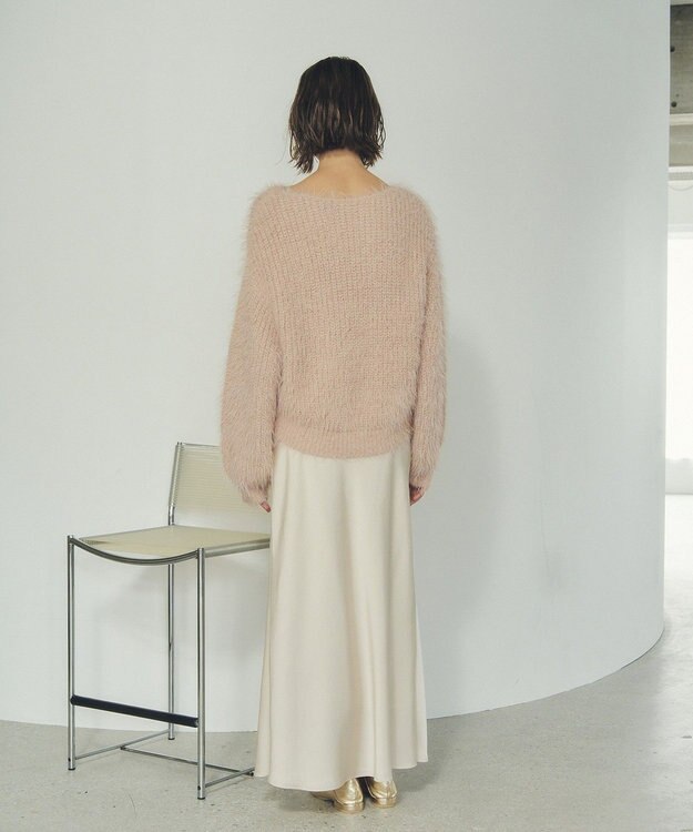 YECCA VECCA ラメシャギーボートネックニット Pink