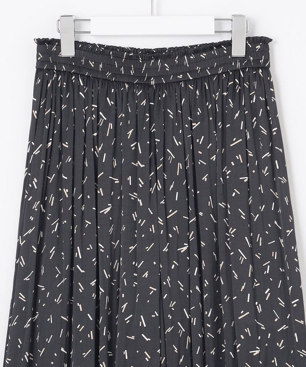 自由区 L 【ウエストゴム・長さ調整可・洗える】ビンテージサテンプリント柄 ガウチョパンツ ブラック系5