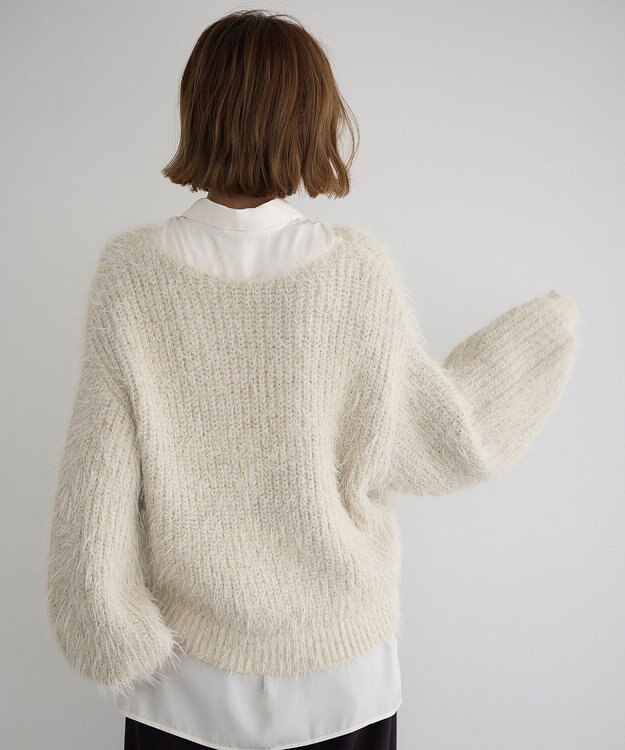 YECCA VECCA ラメシャギーボートネックニット Light Beige