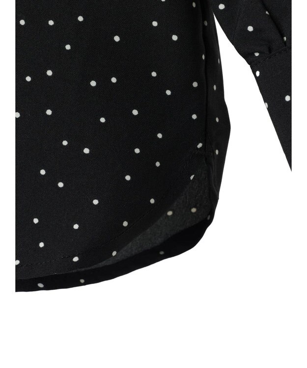 Green Parks ＢＰ　ケア楽　スタンドフリルブラウス Dot Black