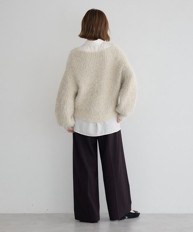 YECCA VECCA ラメシャギーボートネックニット Light Beige