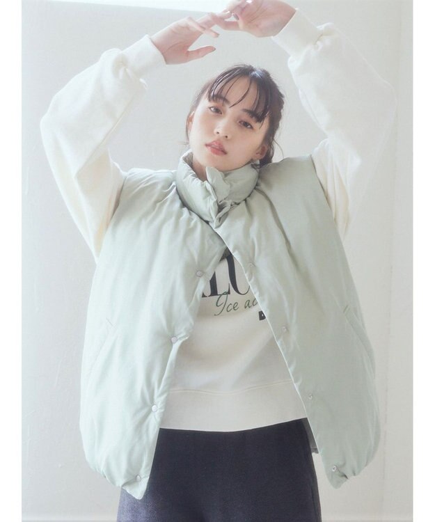 earth music&ecology パファーベスト Light Green