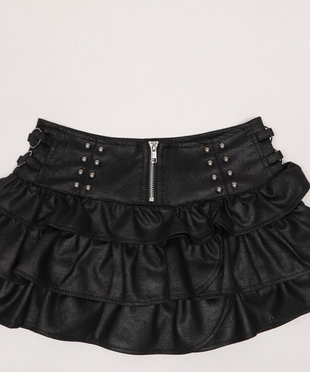 WEGO スタッズフリルティアードミニスカパン ブラック