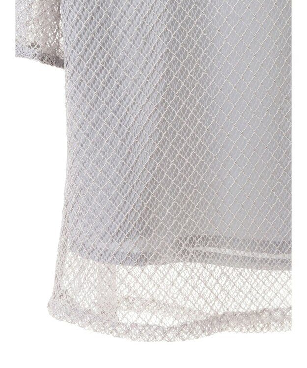 earth music&ecology 袖シアーレースプルオーバー Grayish Blue