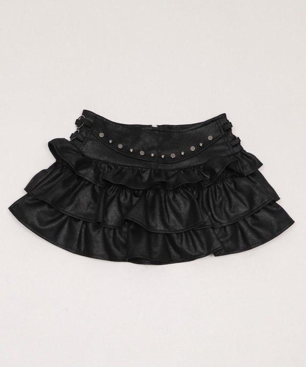 WEGO スタッズフリルティアードミニスカパン ブラック