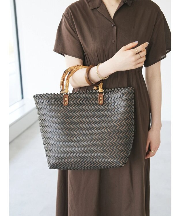 CRAFT STANDARD BOUTIQUE バンブー風ハンドルメルカドトートバッグ Brown