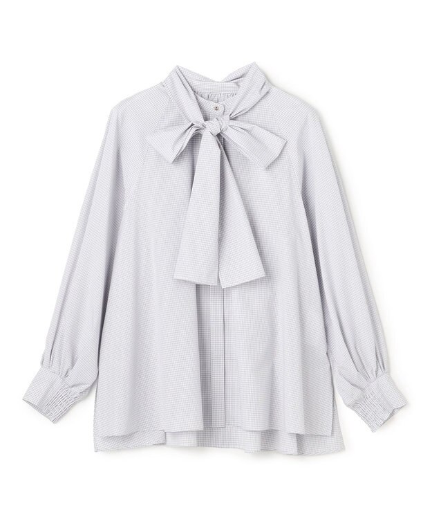 UNFILO L 【取り外し可能なボウタイ付き】2WAY ボウタイブラウス グラフチェック