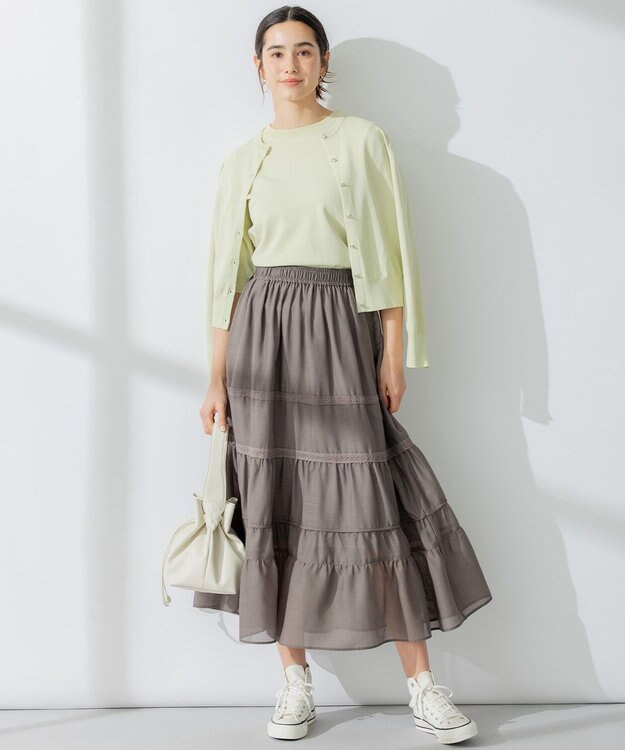 組曲 【アンサンブル対応】ブーケカラー6分袖ニット グリーン系