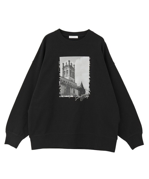 AMERICAN HOLIC ハンドストロークフォト裏毛プルオーバー Black