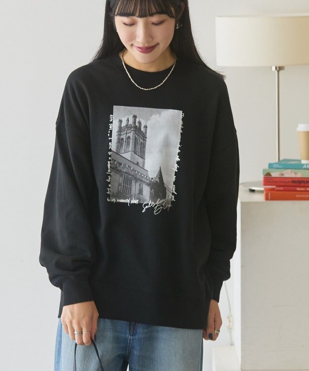 AMERICAN HOLIC ハンドストロークフォト裏毛プルオーバー Black