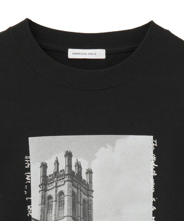 AMERICAN HOLIC ハンドストロークフォト裏毛プルオーバー Black