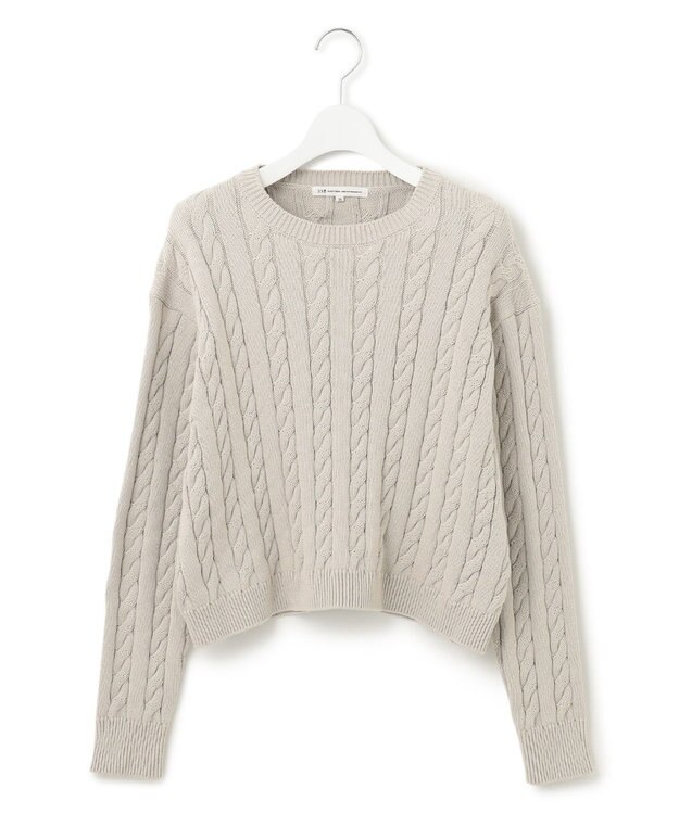 23区 L 【洗える】コンパクトコットンポリエステル ケーブル編み ニット ライトグレー系