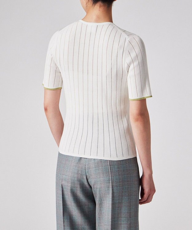Paul Smith 【洗える】リブアイレット 半袖ニット オフホワイト