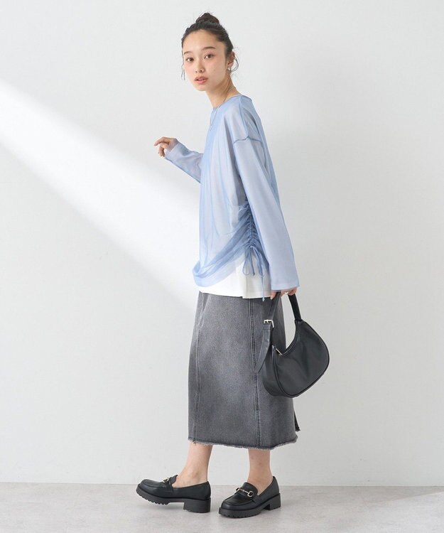 earth music&ecology ＳＥＴ２点ドロストシアープルオーバー＋ロゴＴｅｅ Blue