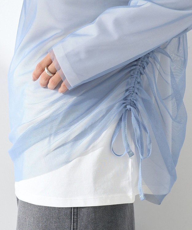 earth music&ecology ＳＥＴ２点ドロストシアープルオーバー＋ロゴＴｅｅ Blue