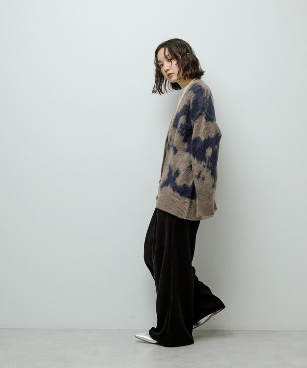 Green Parks アニマル柄カーディガン Charcoal Gray