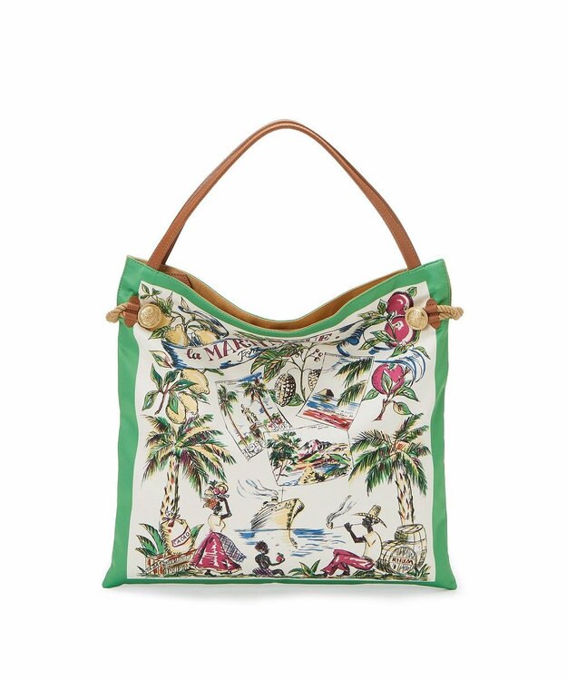 TOPKAPI 【TREASURE TOPKAPI】【アーカイブ】マイルドサテン スカーフ パネル柄 トートバッグ 2023 アップルグリーン