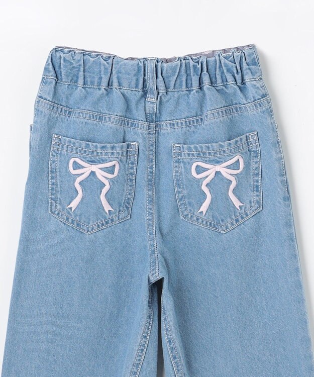 ANY KIDS 【一部店舗/WEB先行販売アイテム】【洗濯機可能】刺繍 ワイドデニムパンツ インディゴ