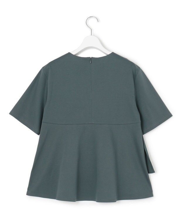 23区 【汗じみ防止/洗える】ランダムフリルジャージー ドッキング カットソー ダークグリーン系