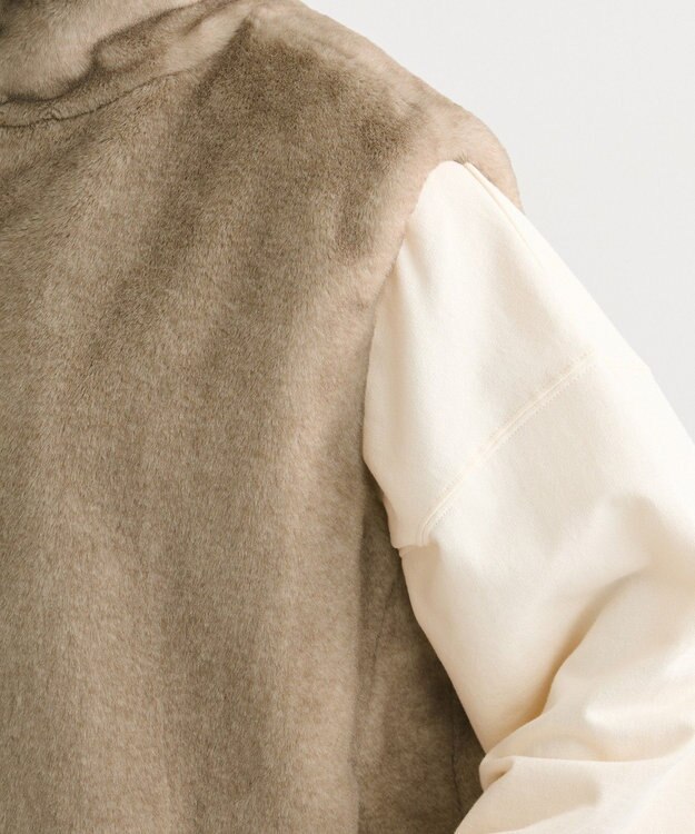 Green Parks スタンドカラーＺＩＰファーベスト Mix