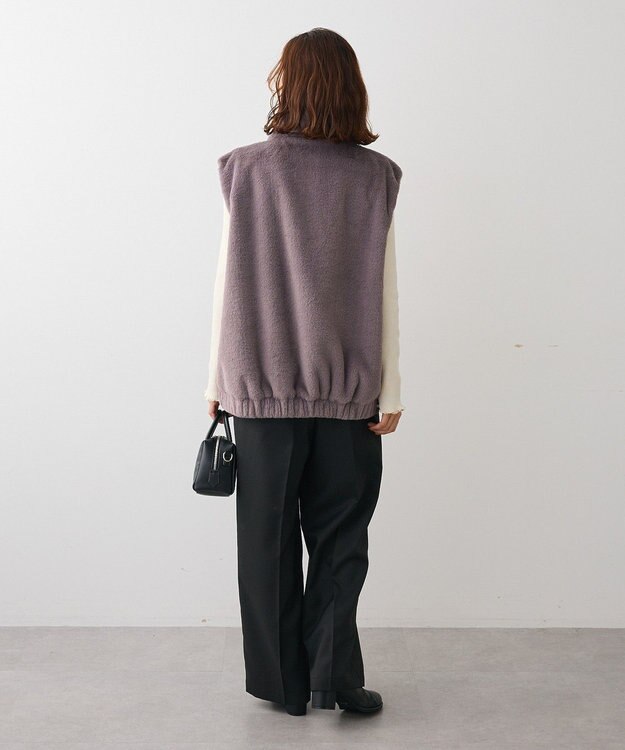 Green Parks スタンドカラーＺＩＰファーベスト Charcoal Gray