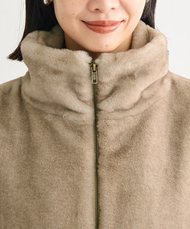 Green Parks スタンドカラーＺＩＰファーベスト Mix