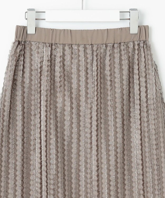 自由区 L 【セットアップ対応・洗える】フリンジジャガード スカート モカ