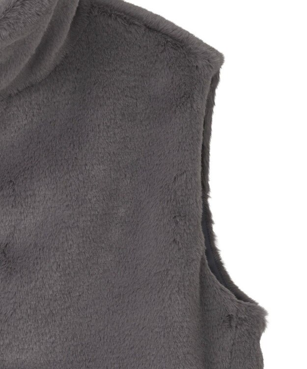 Green Parks スタンドカラーＺＩＰファーベスト Charcoal Gray