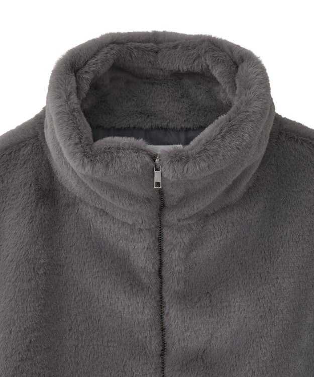 Green Parks スタンドカラーＺＩＰファーベスト Charcoal Gray