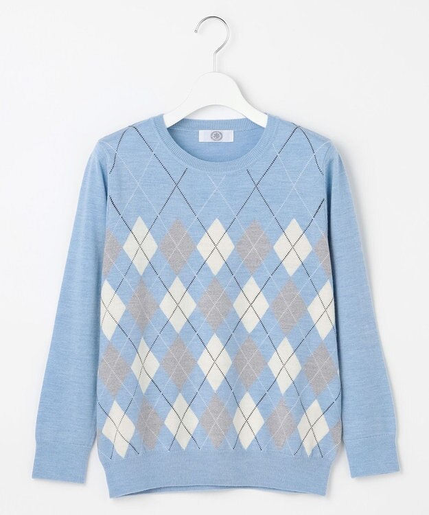 J.PRESS LADIES アーガイル ツイン ニット ソフトブルー系