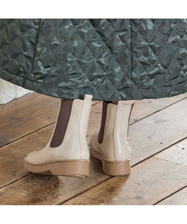 ing <ing>【WEB限定】【3E】【サスティナブルシリーズ】厚底サイドゴアショートブーツ ライトオークカタオシ
