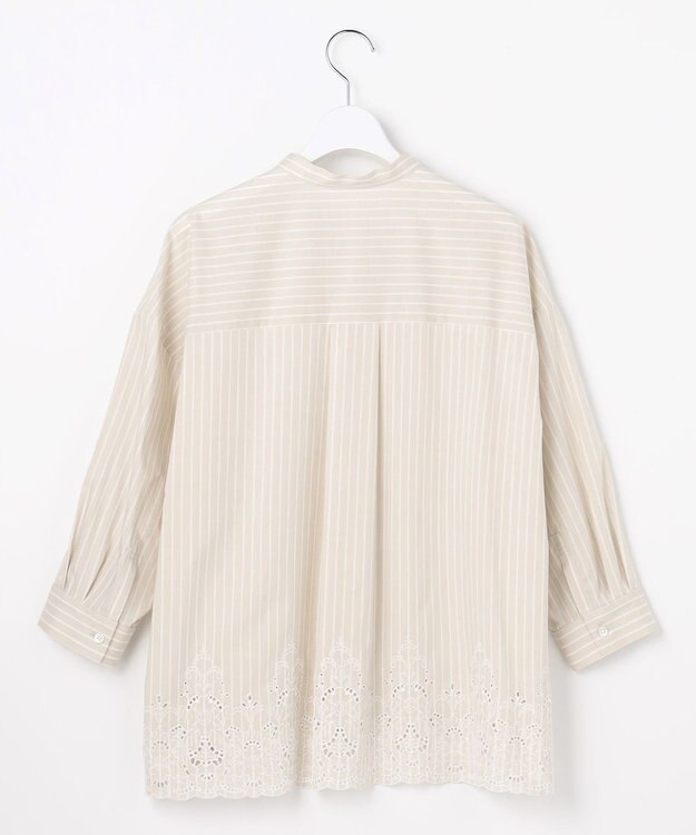 自由区 L エンブロイダリーブロードバンドカラー ブラウス フラックス×オフ