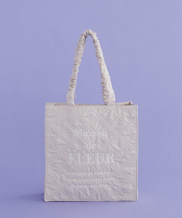 Maison de FLEUR ブランドロゴ刺繍キルティングスクエアトート Pink