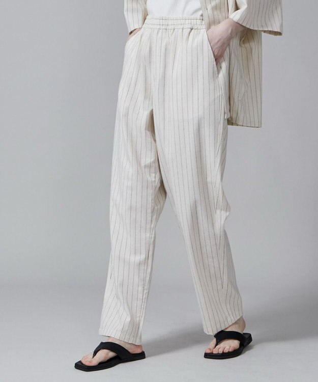 WEGO 【ユニセックス着用アイテム/手洗い可/SETUP可/ウエストゴム】リネンレーヨンイージーパンツ オフホワイト