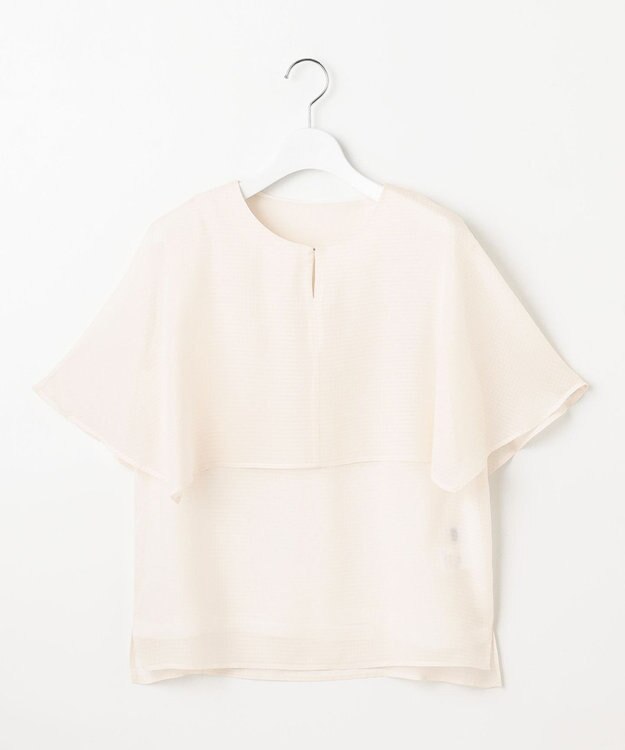 J.PRESS LADIES 【洗える】シアーサッカーチェック カットソー ライトベージュ系