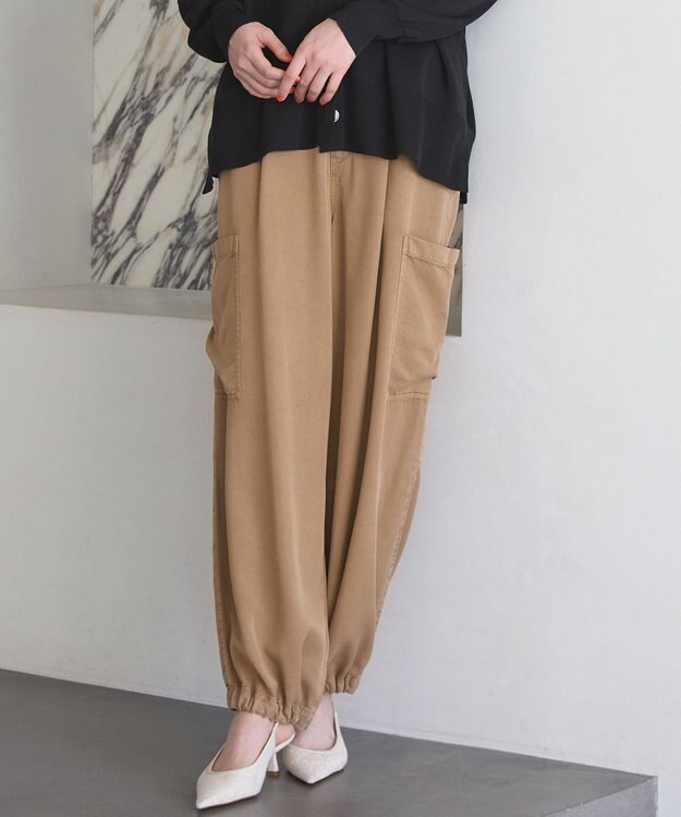 23区 L 【SLOW/一部店舗限定】ガーメントツイル ワイドタック パンツ ベージュ系