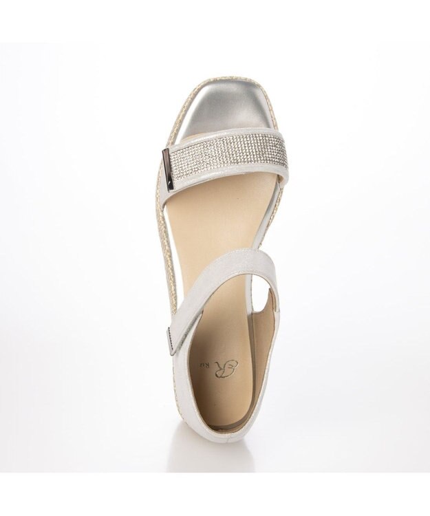 Riz raffinee <Riz raffinee>【3E】ラインストーン付きウエッジソールサンダル シルバー