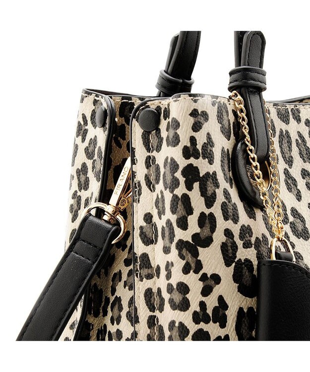 MioFIRANO カジュアルシックレオパードハンドバッグ 2WAY パスケース付き　FIRANO フィラノ BLACK