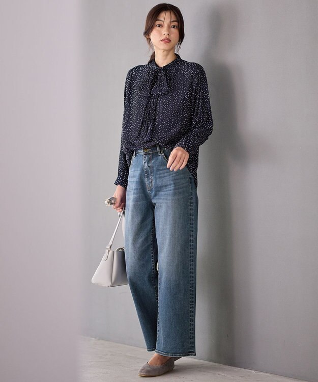 ANY 【洗濯機可/ウエストゴム/ストレッチ】ワイドデニムパンツ インディゴ