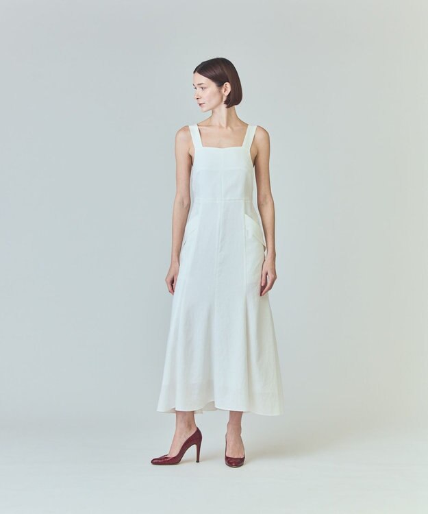 GRACE CONTINENTAL リネンタッチロングドレス ホワイト